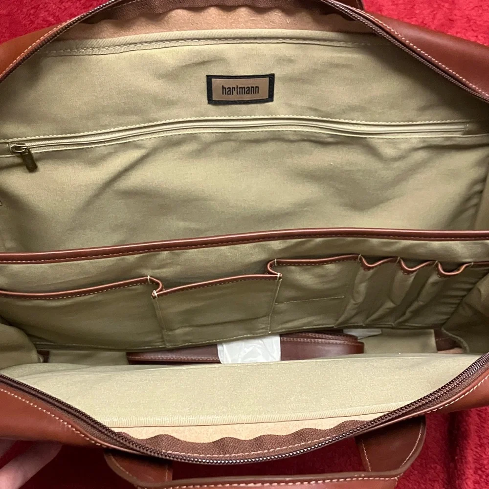 Alliance Collection Leather Briefcase/Attache w Shoulder Strap, Light Brown